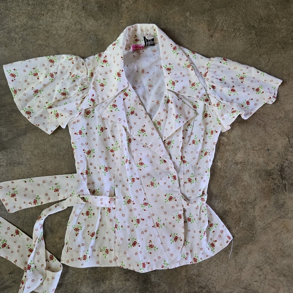 Vintage Top + High Waist Palazzo Pant Wide Leg Pants Matching Suit Set XXS XS - Picture 3 of 16